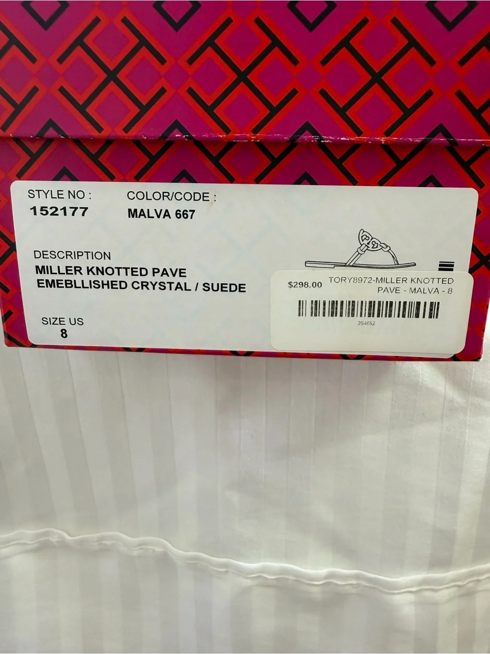 Tory Burch ‘Miller’ Crystal Embellished Iconic Logo Soft Sandals Women’s Size 8